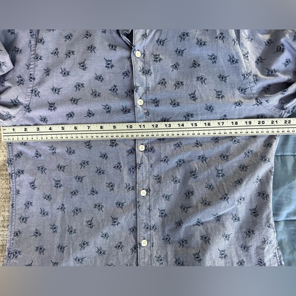 Bonobos Slim Fit Floral Embroidered Button-Down Shirt L Chambray Blue Cotton 🌿 - Picture 5 of 8